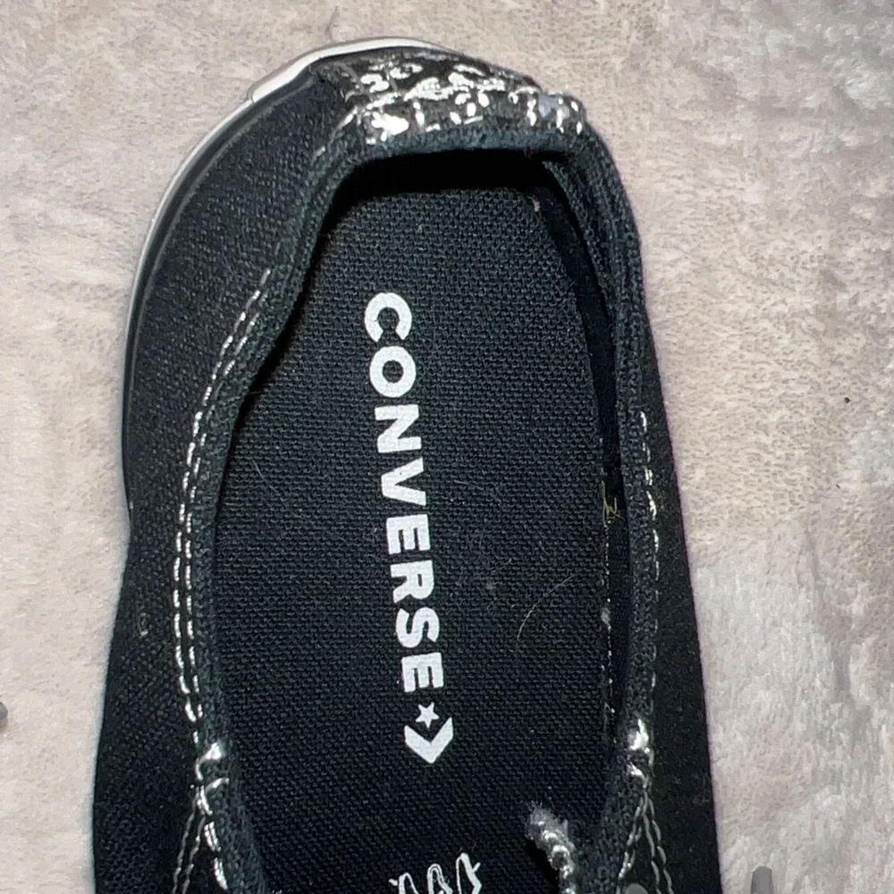 Converse Chuck Taylor All Star Double Tongue Low Top Black Floral Juniors Size 3
